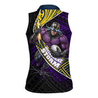 Melbourne Storm Rugby Women Sleeveless Polo Shirt Tribal Polynesian Power Art - Lightning Mascot