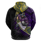 Melbourne Storm Rugby Zip Hoodie Tribal Polynesian Power Art - Lightning Mascot