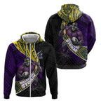 Melbourne Storm Rugby Zip Hoodie Tribal Polynesian Power Art - Lightning Mascot