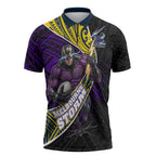 Melbourne Storm Rugby Zipper Polo Shirt Tribal Polynesian Power Art - Lightning Mascot