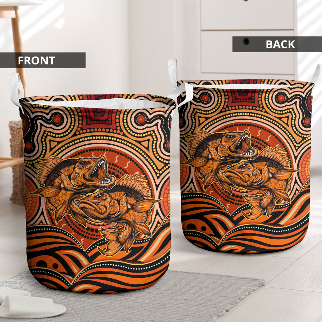 Barramundi Fish Laundry Basket Aboriginal Dot Art Indigenous Pattern