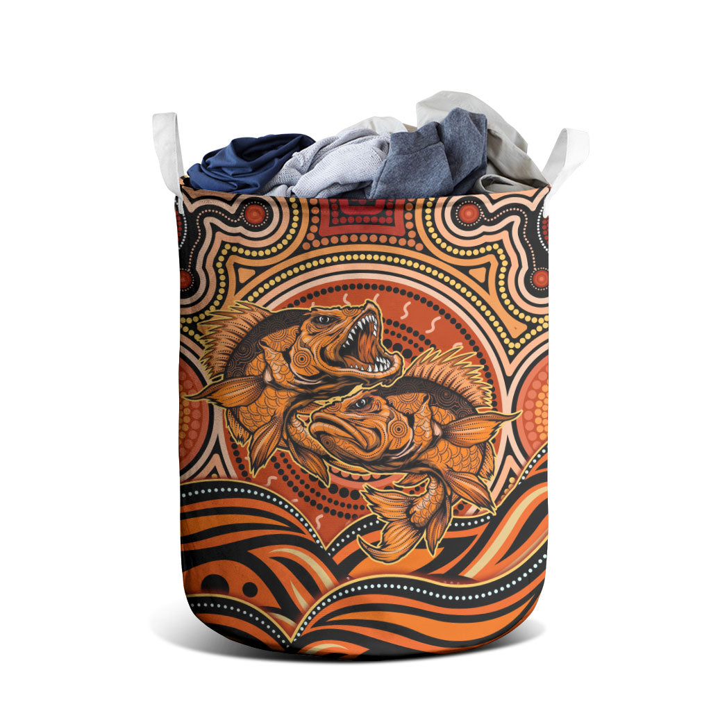 Barramundi Fish Laundry Basket Aboriginal Dot Art Indigenous Pattern