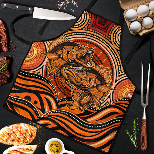 Barramundi Fish Apron Aboriginal Dot Art Indigenous Pattern