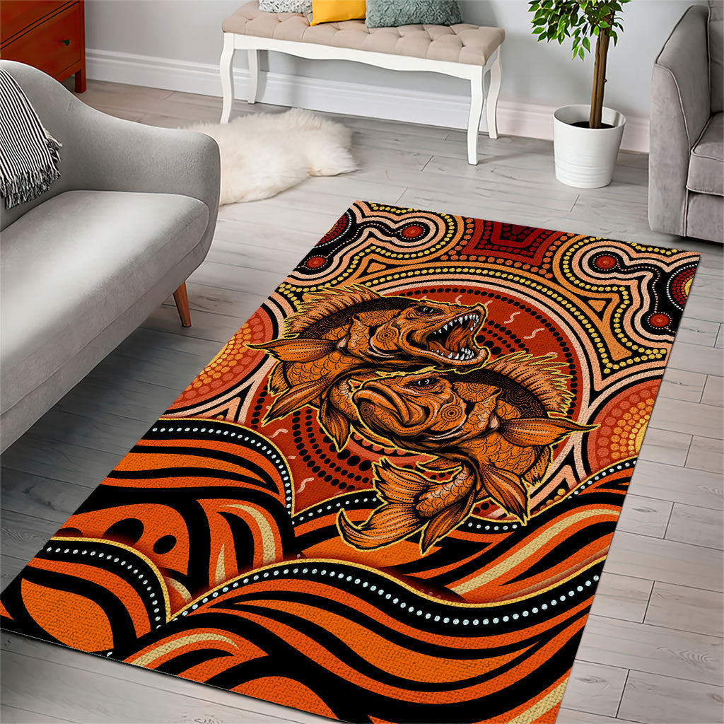 Barramundi Fish Area Rug Aboriginal Dot Art Indigenous Pattern