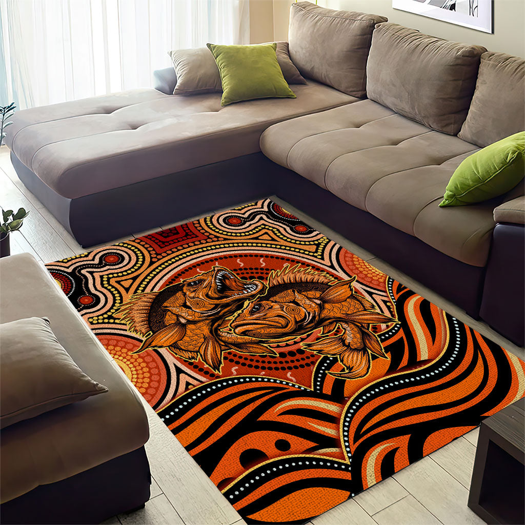 Barramundi Fish Area Rug Aboriginal Dot Art Indigenous Pattern