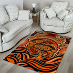 Barramundi Fish Area Rug Aboriginal Dot Art Indigenous Pattern