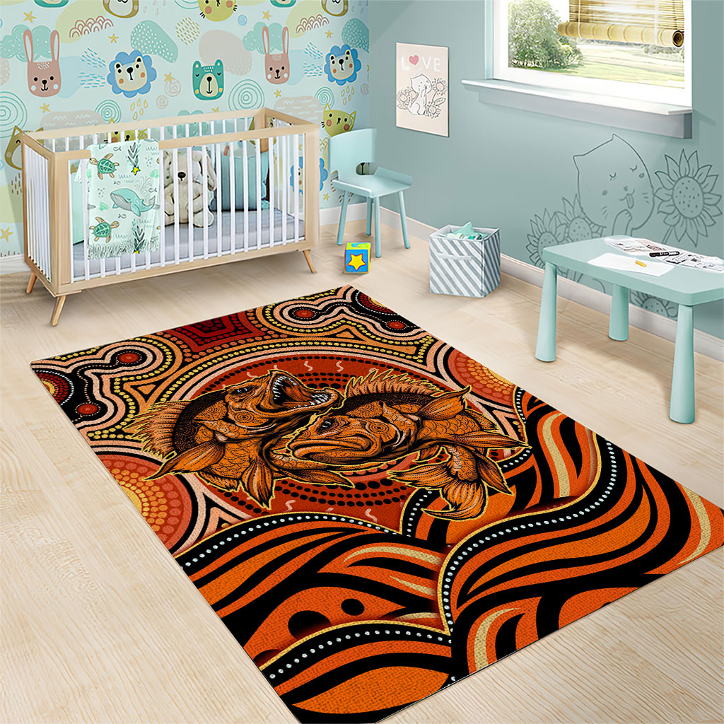 Barramundi Fish Area Rug Aboriginal Dot Art Indigenous Pattern