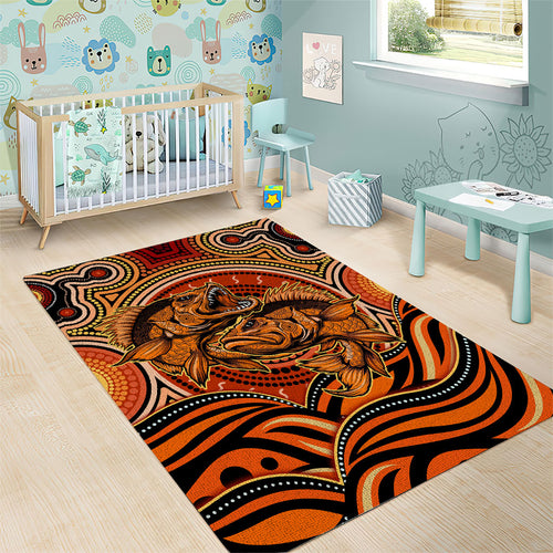 Barramundi Fish Area Rug Aboriginal Dot Art Indigenous Pattern