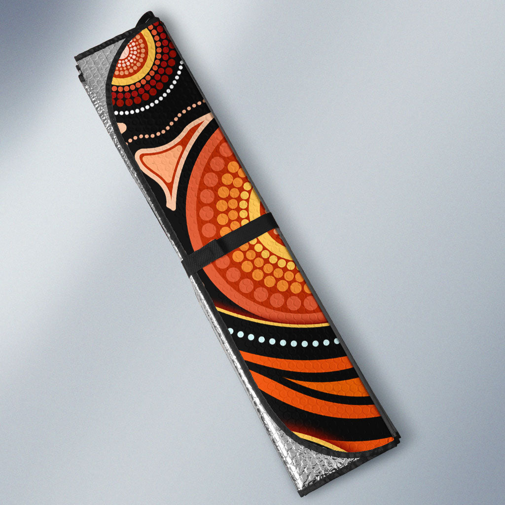 Barramundi Fish Auto Sun Shade Aboriginal Dot Art Indigenous Pattern