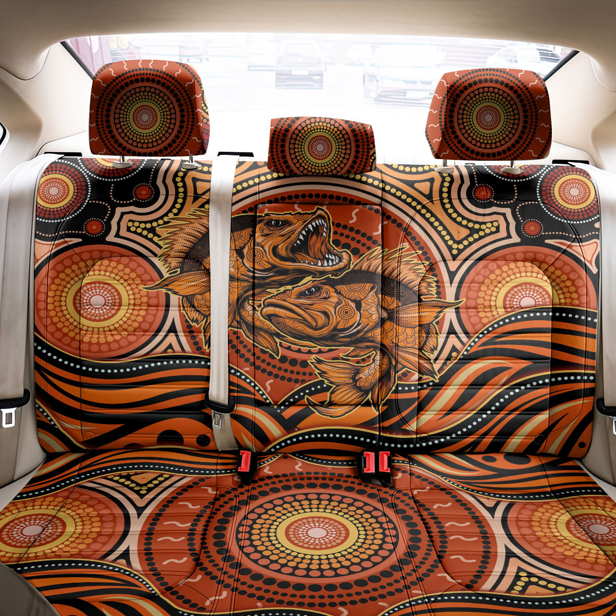 Barramundi Fish Back Car Seat Cover Aboriginal Dot Art Indigenous Pattern