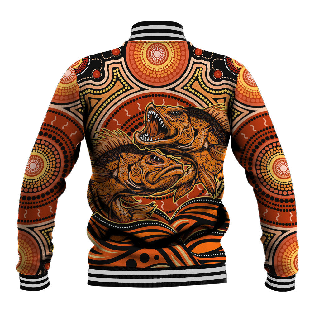 Barramundi Fish Baseball Jacket Aboriginal Dot Art Indigenous Pattern