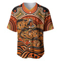 Barramundi Fish Baseball Jersey Aboriginal Dot Art Indigenous Pattern