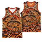 Barramundi Fish Basketball Jersey Aboriginal Dot Art Indigenous Pattern