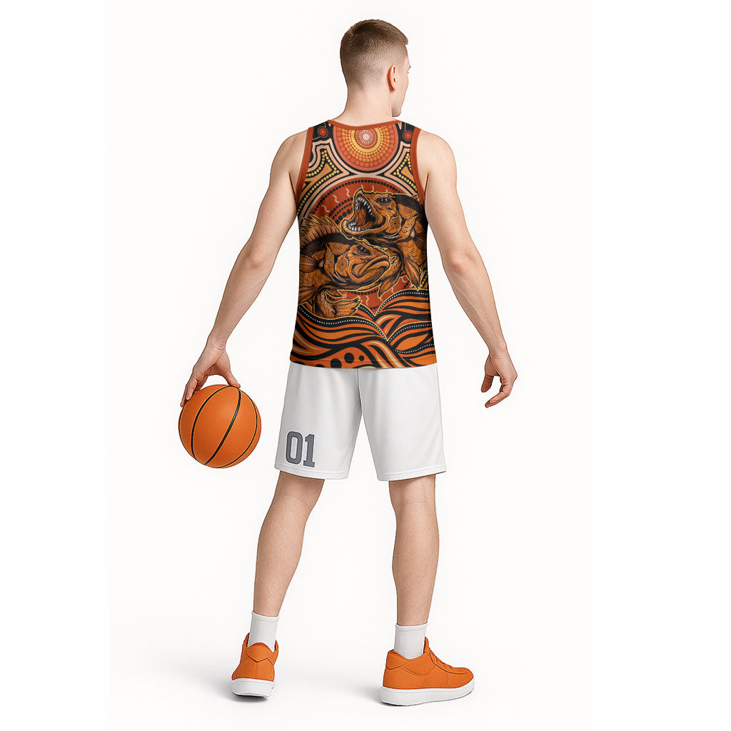 Barramundi Fish Basketball Jersey Aboriginal Dot Art Indigenous Pattern