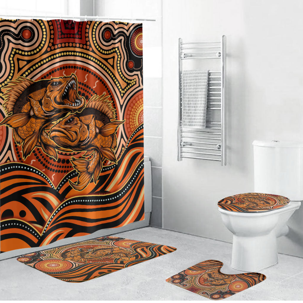 Barramundi Fish Bathroom Set Aboriginal Dot Art Indigenous Pattern