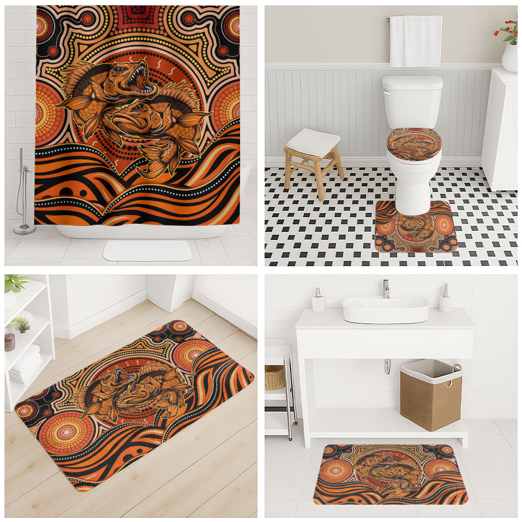 Barramundi Fish Bathroom Set Aboriginal Dot Art Indigenous Pattern
