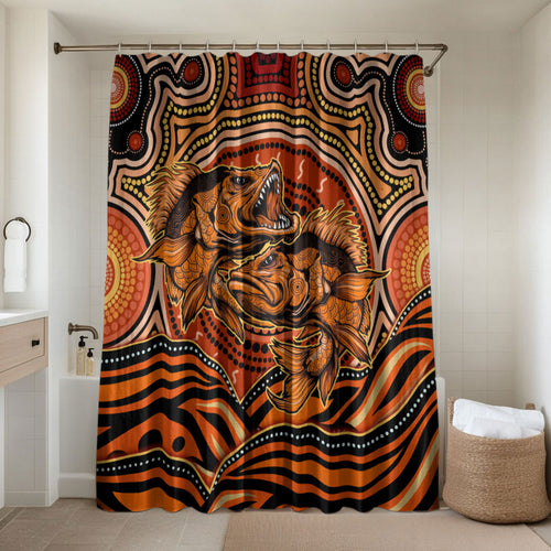 Barramundi Fish Bathroom Set Aboriginal Dot Art Indigenous Pattern