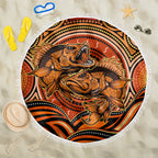 Barramundi Fish Beach Blanket Aboriginal Dot Art Indigenous Pattern