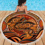 Barramundi Fish Beach Blanket Aboriginal Dot Art Indigenous Pattern