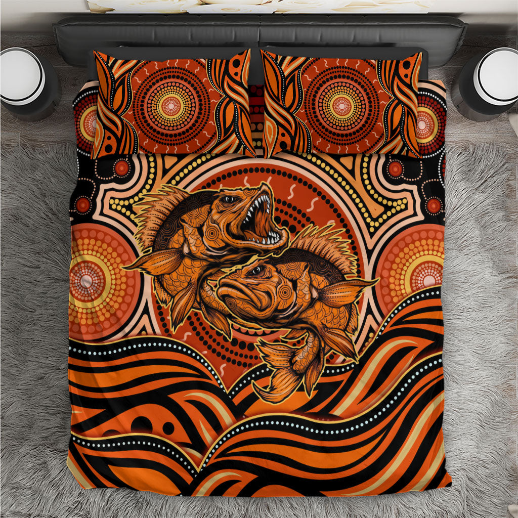 Barramundi Fish Bedding Set Aboriginal Dot Art Indigenous Pattern