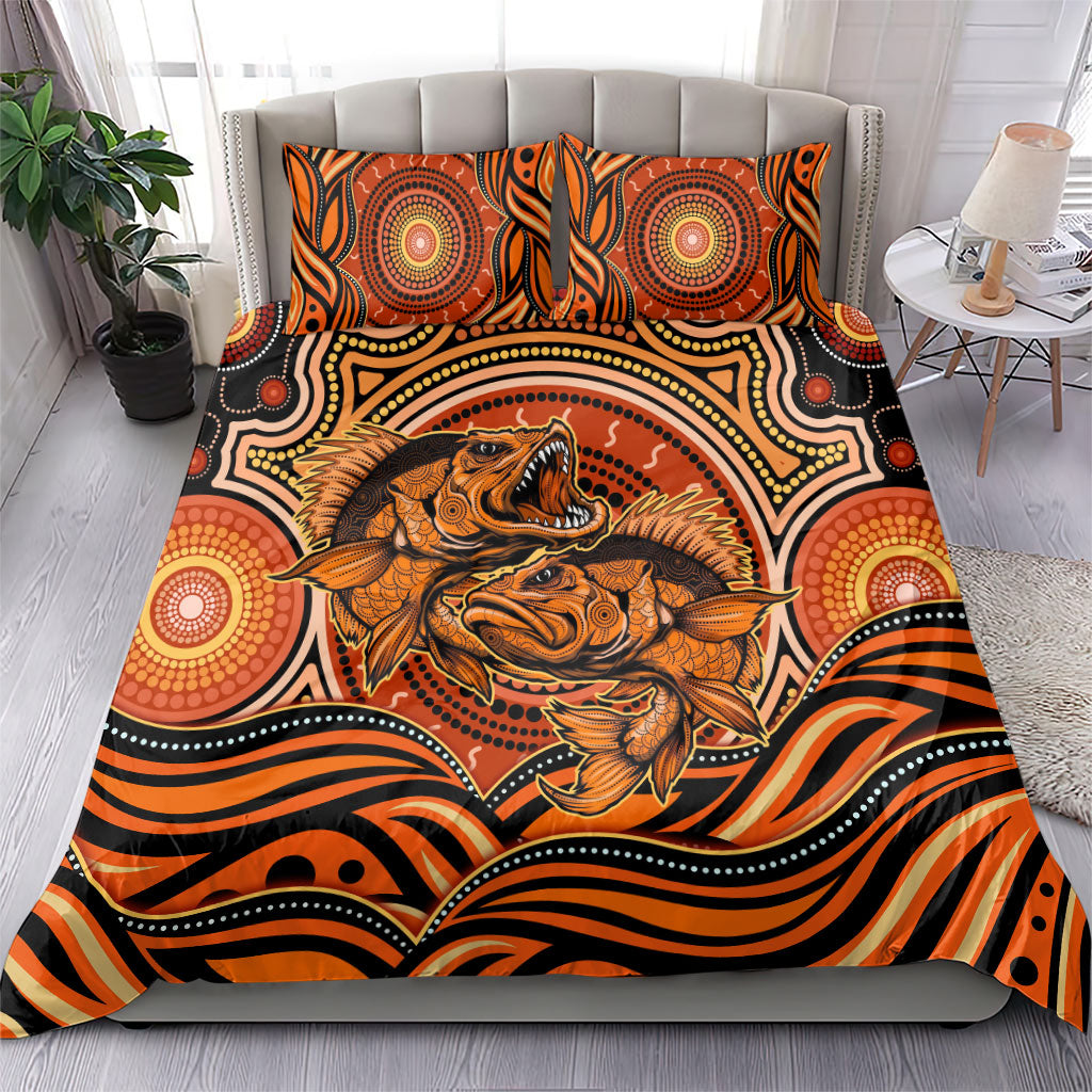 Barramundi Fish Bedding Set Aboriginal Dot Art Indigenous Pattern