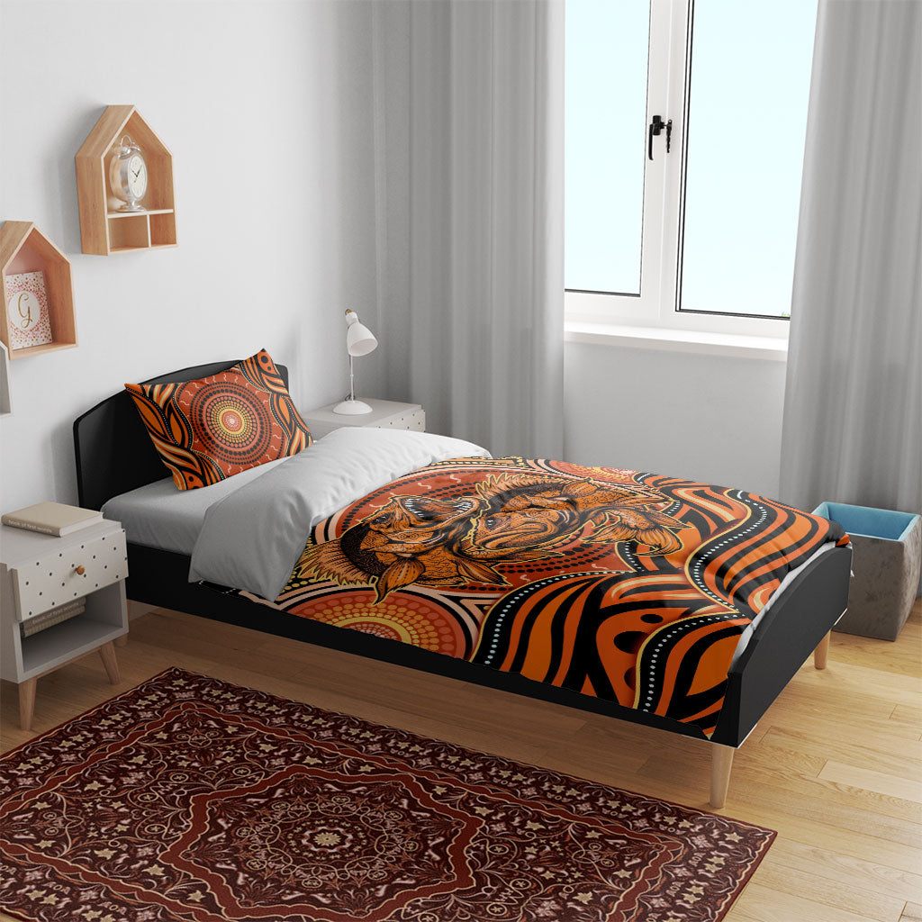 Barramundi Fish Bedding Set Aboriginal Dot Art Indigenous Pattern