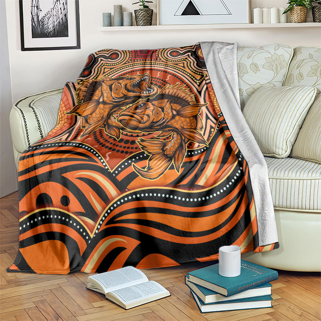 Barramundi Fish Blanket Aboriginal Dot Art Indigenous Pattern