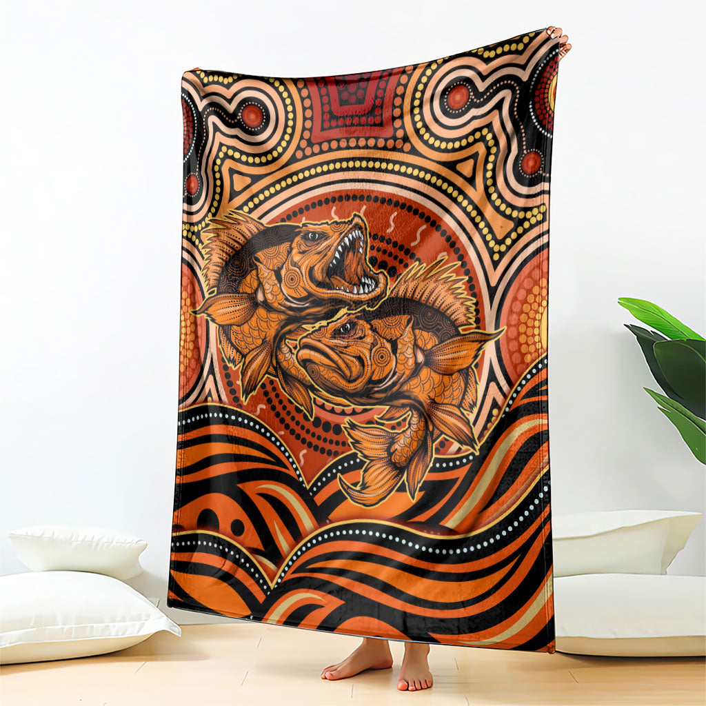 Barramundi Fish Blanket Aboriginal Dot Art Indigenous Pattern