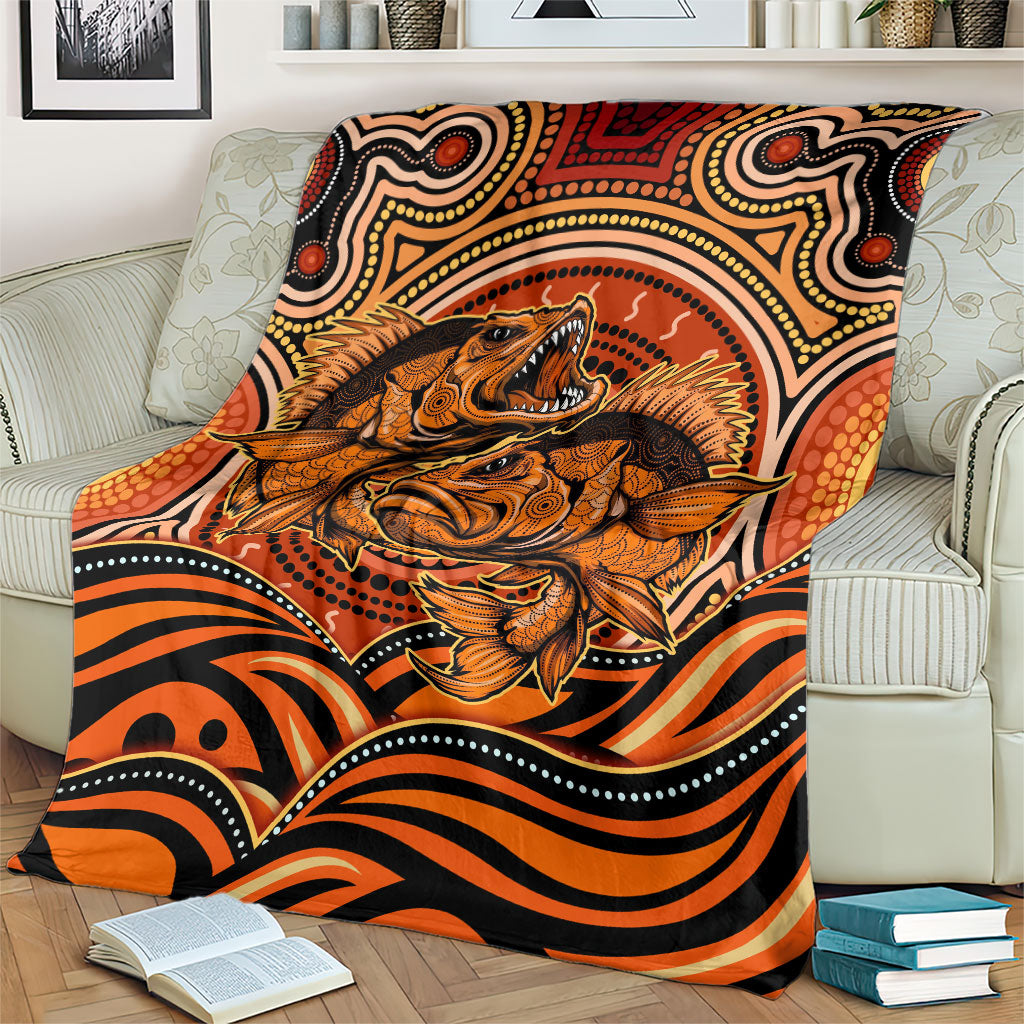 Barramundi Fish Blanket Aboriginal Dot Art Indigenous Pattern