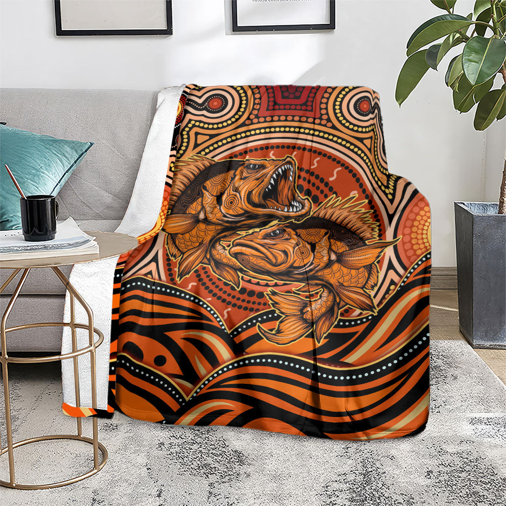 Barramundi Fish Blanket Aboriginal Dot Art Indigenous Pattern