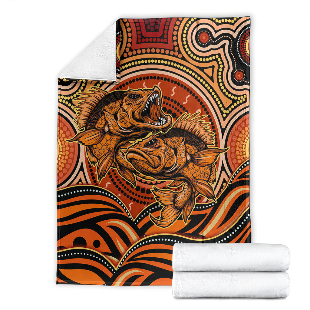 Barramundi Fish Blanket Aboriginal Dot Art Indigenous Pattern