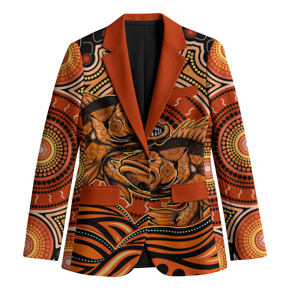Barramundi Fish Blazer Aboriginal Dot Art Indigenous Pattern
