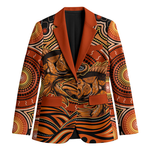 Barramundi Fish Blazer Aboriginal Dot Art Indigenous Pattern