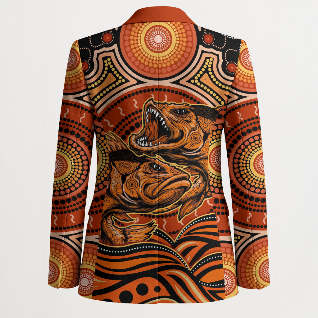 Barramundi Fish Blazer Aboriginal Dot Art Indigenous Pattern