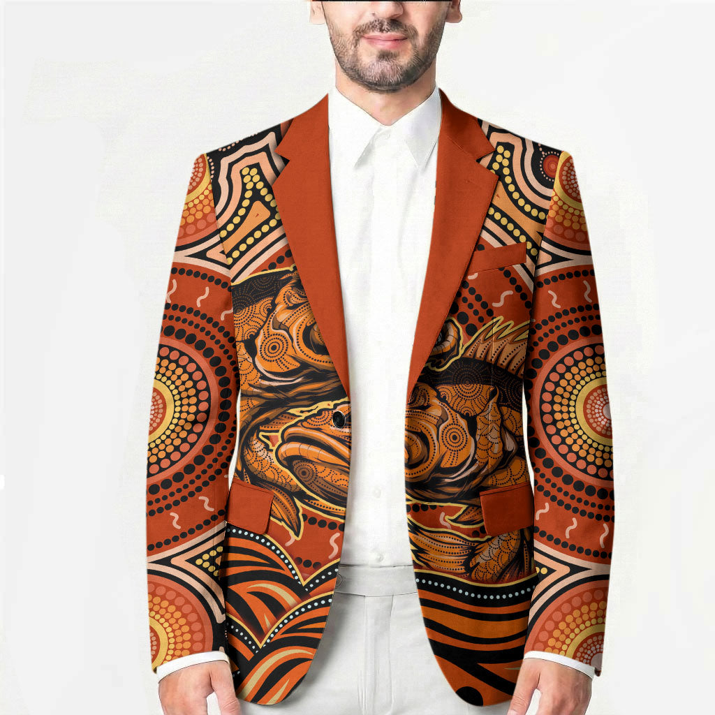 Barramundi Fish Blazer Aboriginal Dot Art Indigenous Pattern