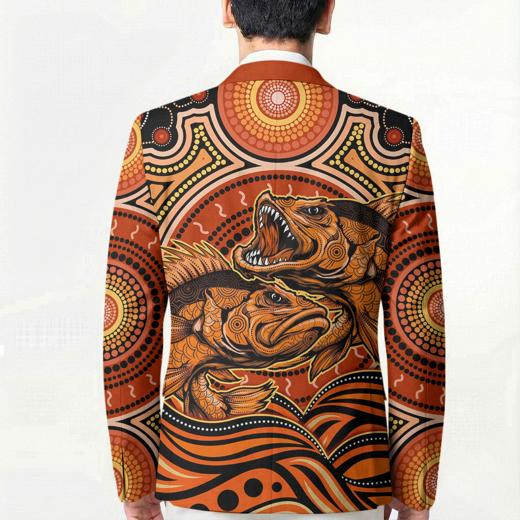 Barramundi Fish Blazer Aboriginal Dot Art Indigenous Pattern