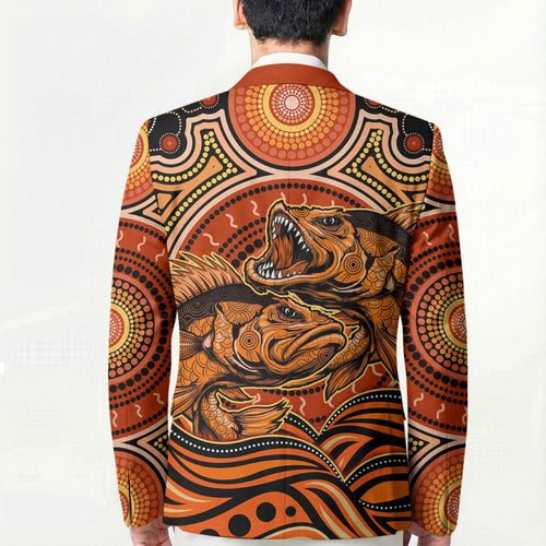 Barramundi Fish Blazer Aboriginal Dot Art Indigenous Pattern