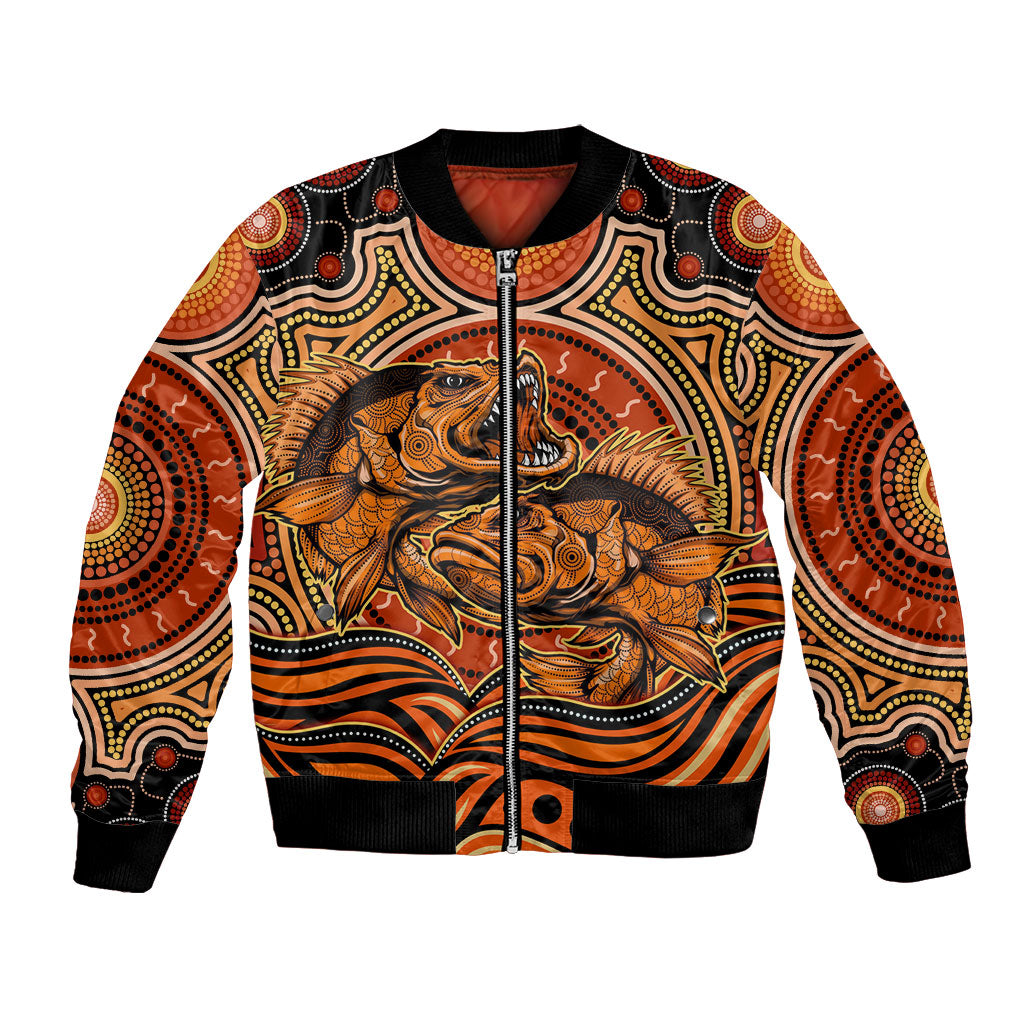 Barramundi Fish Bomber Jacket Aboriginal Dot Art Indigenous Pattern