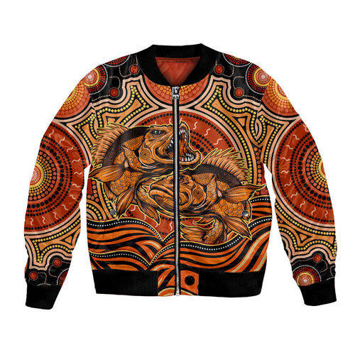 Barramundi Fish Bomber Jacket Aboriginal Dot Art Indigenous Pattern