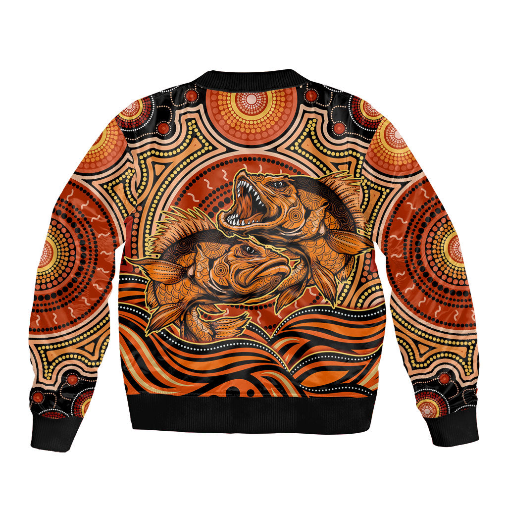 Barramundi Fish Bomber Jacket Aboriginal Dot Art Indigenous Pattern