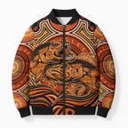 Barramundi Fish Bomber Puffer Jacket Aboriginal Dot Art Indigenous Pattern
