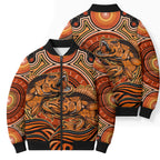 Barramundi Fish Bomber Puffer Jacket Aboriginal Dot Art Indigenous Pattern