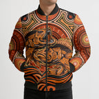 Barramundi Fish Bomber Puffer Jacket Aboriginal Dot Art Indigenous Pattern