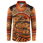 Barramundi Fish Button Sweatshirt Aboriginal Dot Art Indigenous Pattern
