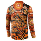 Barramundi Fish Button Sweatshirt Aboriginal Dot Art Indigenous Pattern