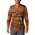 Barramundi Fish Button Sweatshirt Aboriginal Dot Art Indigenous Pattern