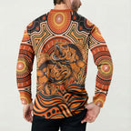 Barramundi Fish Button Sweatshirt Aboriginal Dot Art Indigenous Pattern