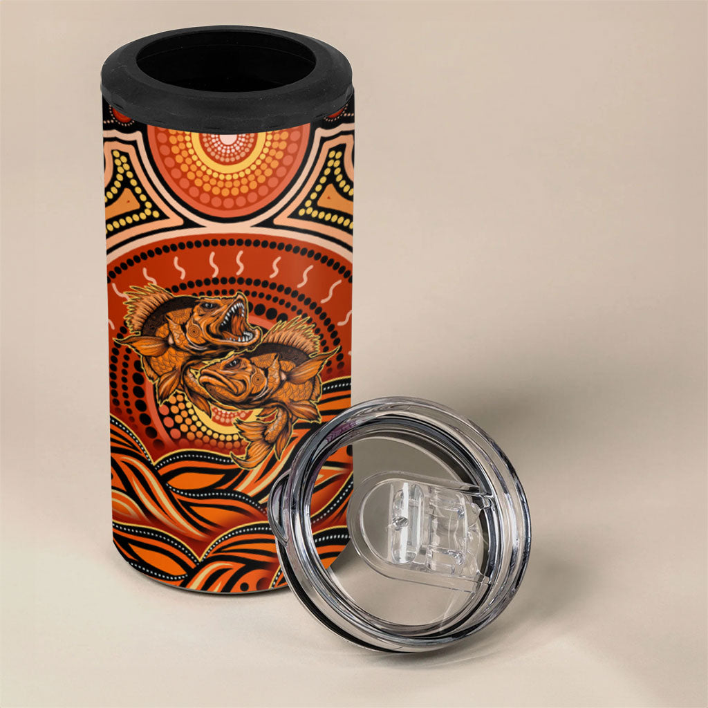 Barramundi Fish 4 in 1 Can Cooler Tumbler Aboriginal Dot Art Indigenous Pattern