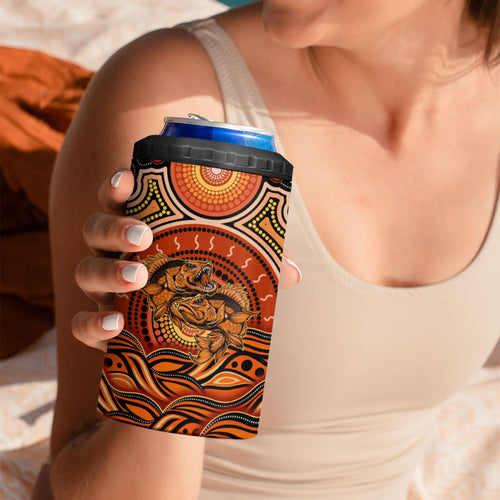 Barramundi Fish 4 in 1 Can Cooler Tumbler Aboriginal Dot Art Indigenous Pattern