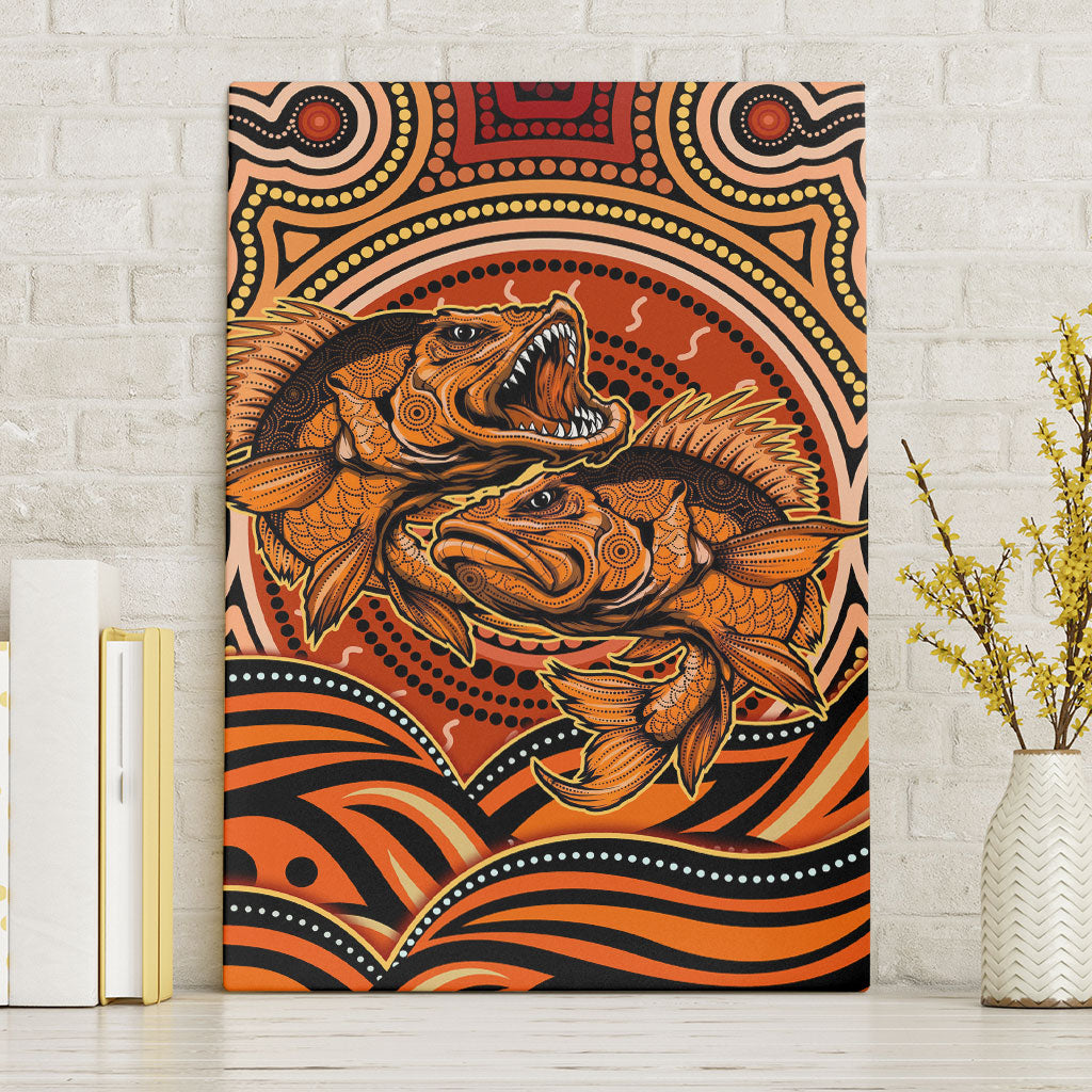 Barramundi Fish Canvas Wall Art Aboriginal Dot Art Indigenous Pattern